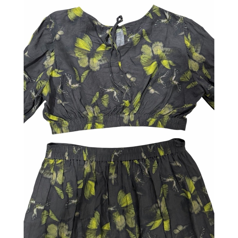 Allsaints Asta Ceres Linen Blend Midi Skirt & Top Sycamore Green Black Size 10‎ - Picture 4 of 16